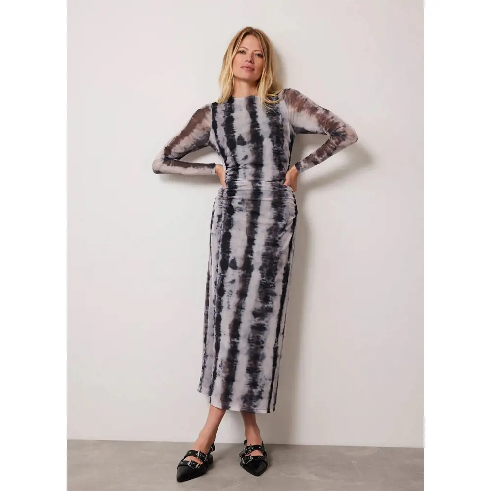 Mint Velvet Grey Mesh Abstract Print Midi Dress